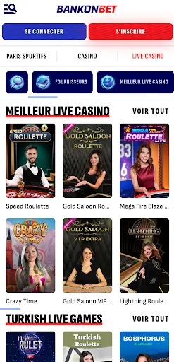 Meilleur live casino Bankonbet avec Speed Roulette, Crazy Time et jeux en direct Jeux de live casino Bankonbet – roulette, Crazy Time, blackjack et tables exclusives